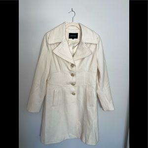 Nine West Long Off Cream Coat (Size 10)
